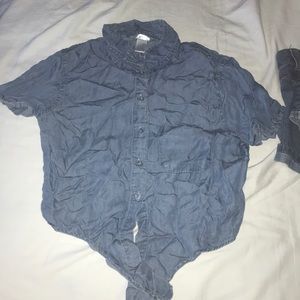 fake denim t shirt blouse